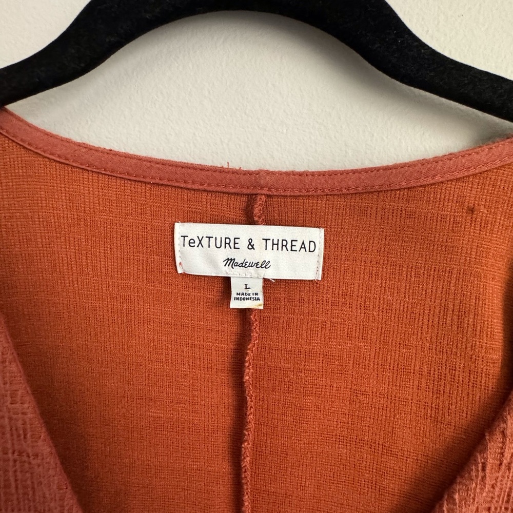 Madewell Texture & Thread Wrap Dress, Rust Orange - Picture 4 of 4